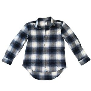 Old Navy Girls Flannel Shirt Blue Plaid Size Large (10–12)